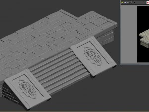 ancient building accessories - front steps 3D Model