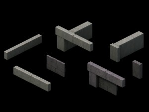ancient building accessories - stone wall 3D-Modell