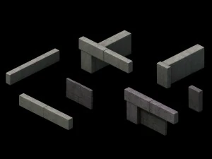 ancient building accessories - stone wall 3D Model