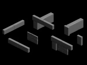 ancient building accessories - stone wall 3D Model