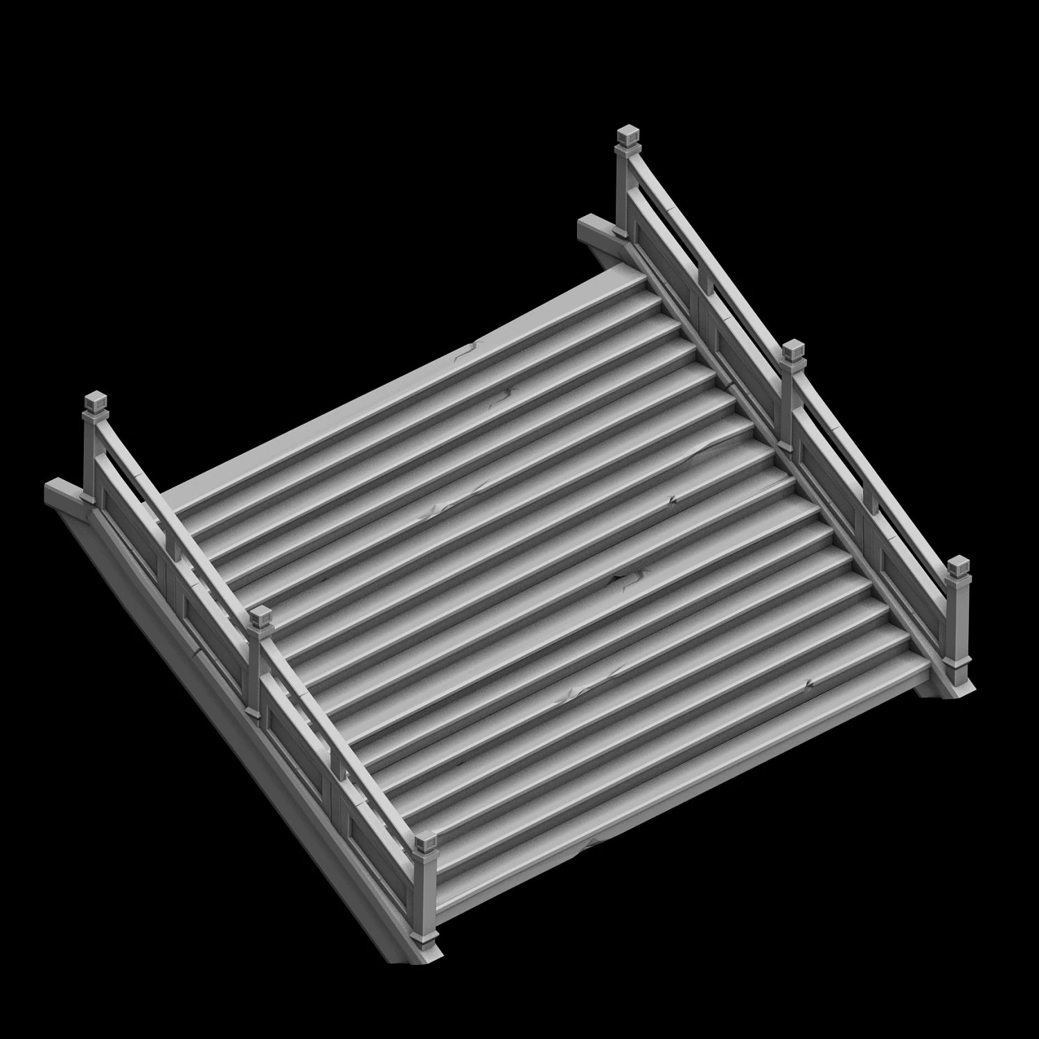 ancient building accessories - stone staircase 01 3D Model .c4d .max .obj .3ds .fbx .stl .blend 