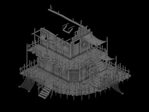 seaside building - fisherman thatched cottage 01 3D Model
