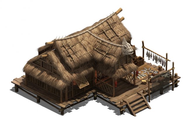 seaside village - fisherman cottage Model 3D .c4d .max .obj .3ds .fbx .stl .blend