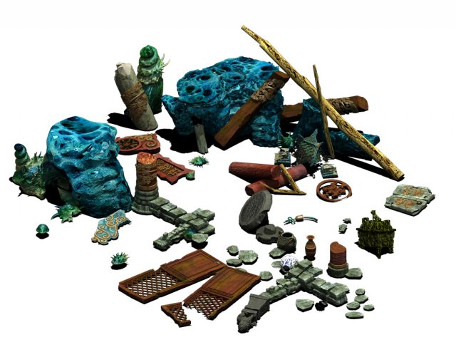 ancient ruins of the seabed - remains Model 3D .c4d .max .obj .3ds .fbx .stl .blend 