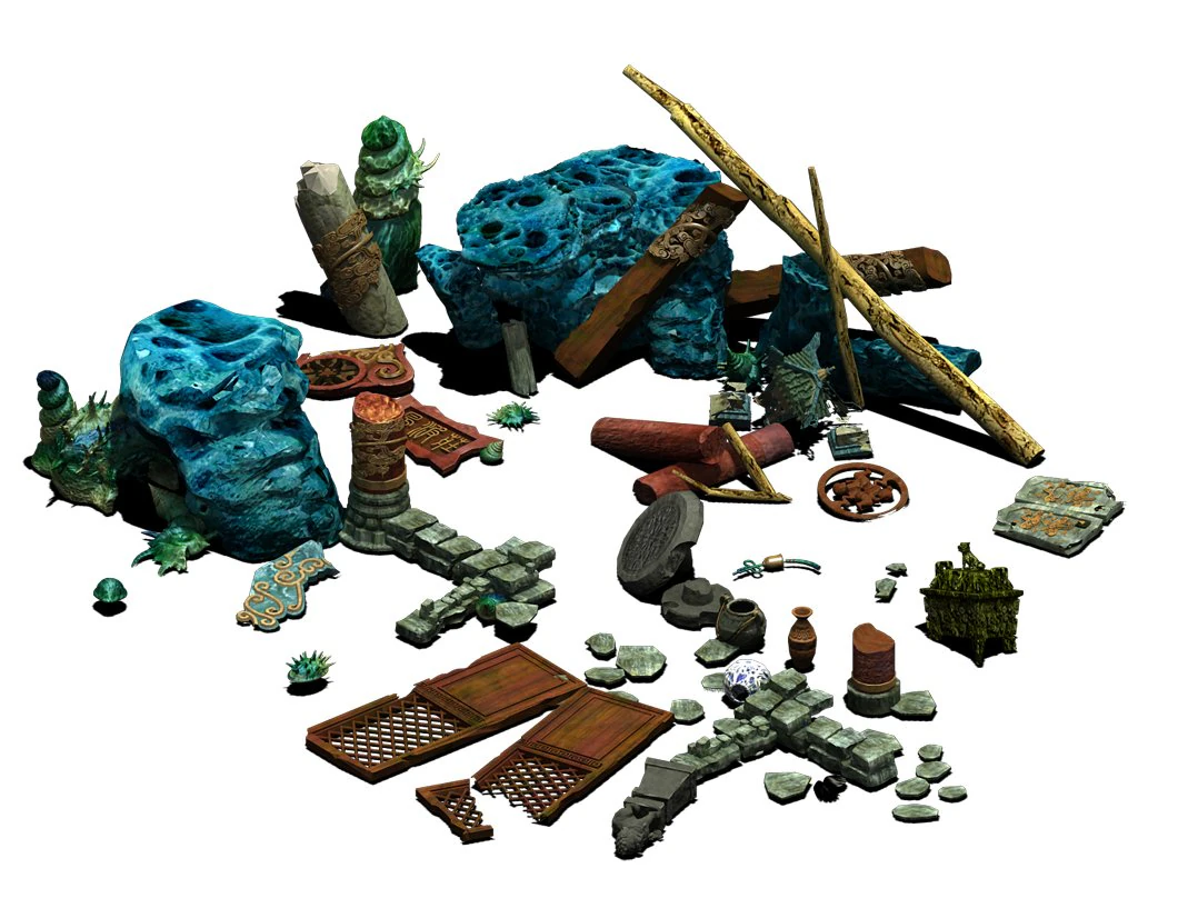 ancient ruins of the seabed - remains 3D Model .c4d .max .obj .3ds .fbx .stl .blend 