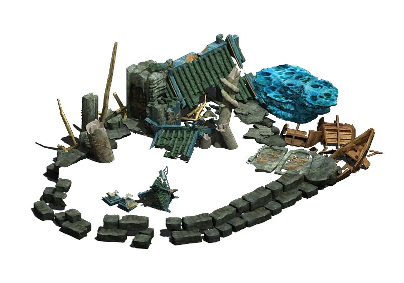 ancient ruins of the seabed - remains 02 3D Model .c4d .max .obj .3ds .fbx .stl .blend 