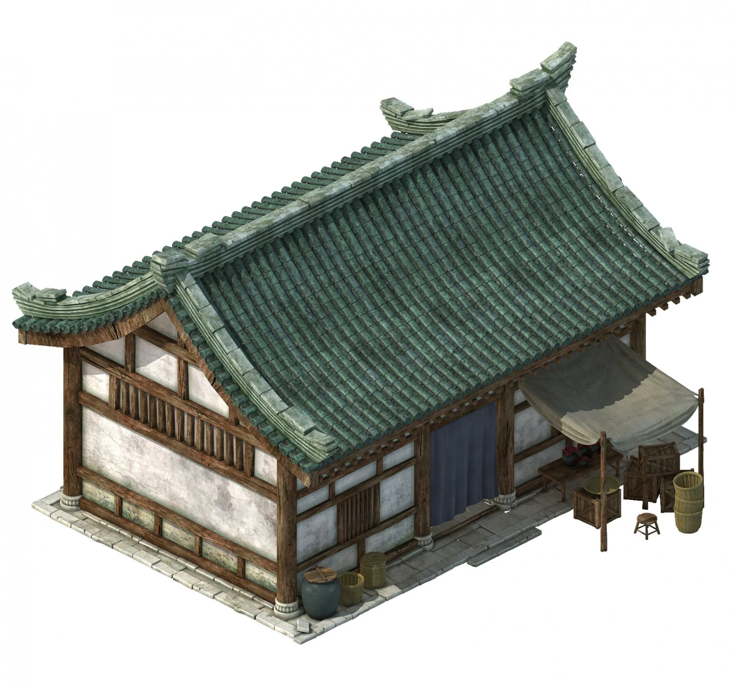 huaihe river building - store 3D Model .c4d .max .obj .3ds .fbx .stl .blend