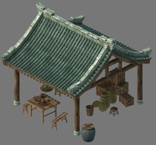 huaihe river building - shop 02 Model 3D .c4d .max .obj .3ds .fbx .stl .blend 