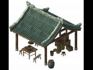 huaihe river building - shop 02 Model 3D