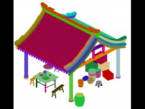 huaihe river building - shop 02 Model 3D