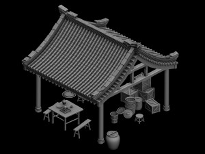huaihe river building - shop 02 Model 3D