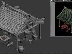huaihe river building - shop 02 Model 3D