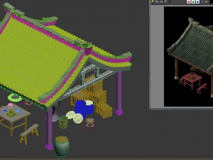 huaihe river building - shop 02 Model 3D