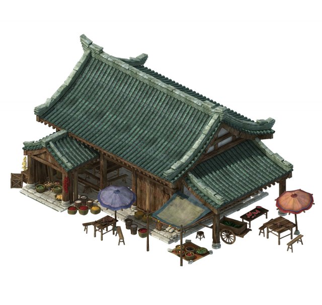 huaihe river building - shop 03 3D 模型 .c4d .max .obj .3ds .fbx .stl .blend