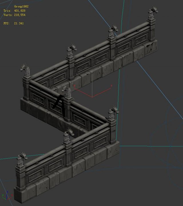 huanglongshan - stone chamber railings 3D Model .c4d .max .obj .3ds .fbx .stl .blend 
