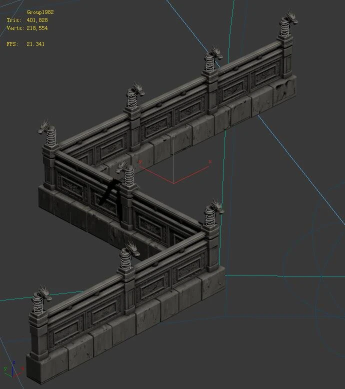 huanglongshan - stone chamber railings 3D Model .c4d .max .obj .3ds .fbx .stl .blend