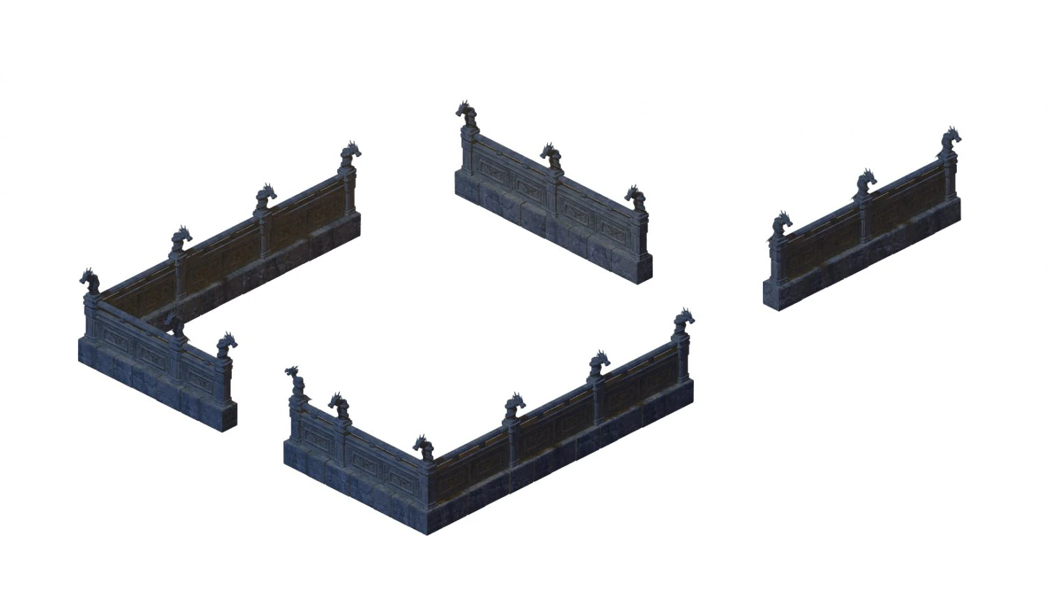 huanglongshan - stone chamber railing 02 3D Model .c4d .max .obj .3ds .fbx .stl .blend 