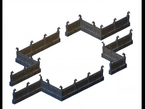 huanglongshan - stone chamber railing 02 3D Model