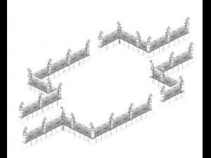 huanglongshan - stone chamber railing 02 3D Model