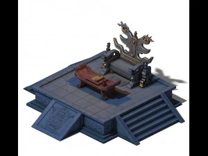 huanglongshan - stone hall throne 02 3D Model
