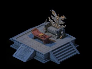 huanglongshan - stone hall throne 02 3D Model