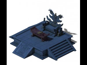 huanglongshan - stone hall throne 02 3D Model