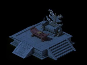 huanglongshan - stone hall throne 02 3D Model