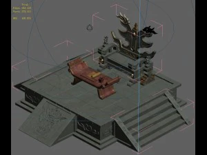 huanglongshan - stone hall throne 02 3D Model