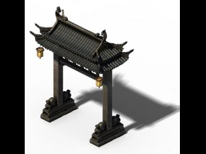 arsitektur - chishan putih - gapura Model 3D