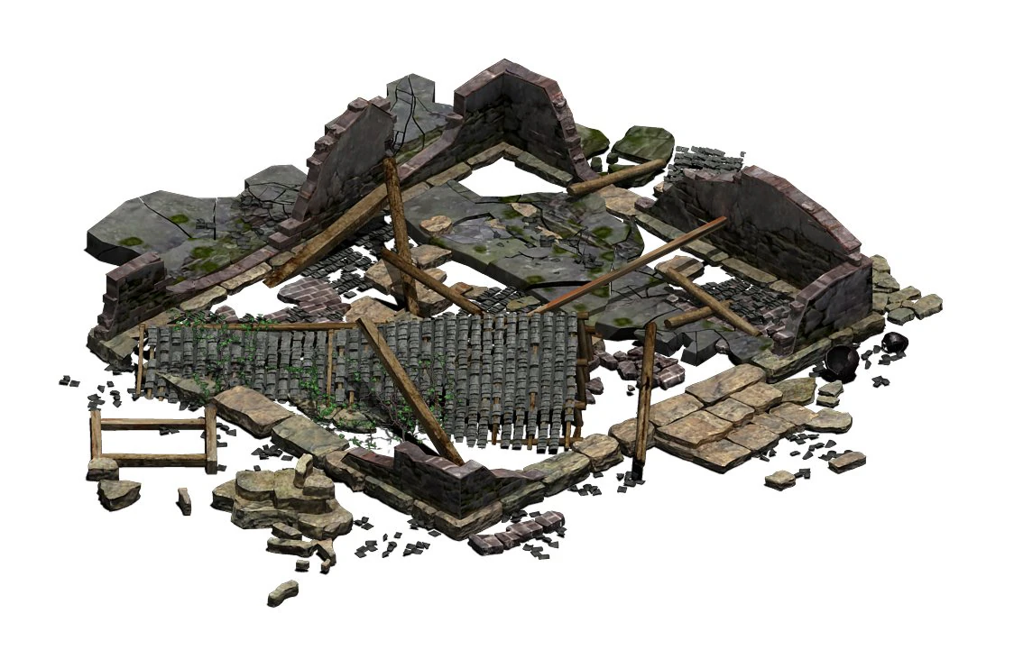 building - ruins 001 3D Model .c4d .max .obj .3ds .fbx .stl .blend 