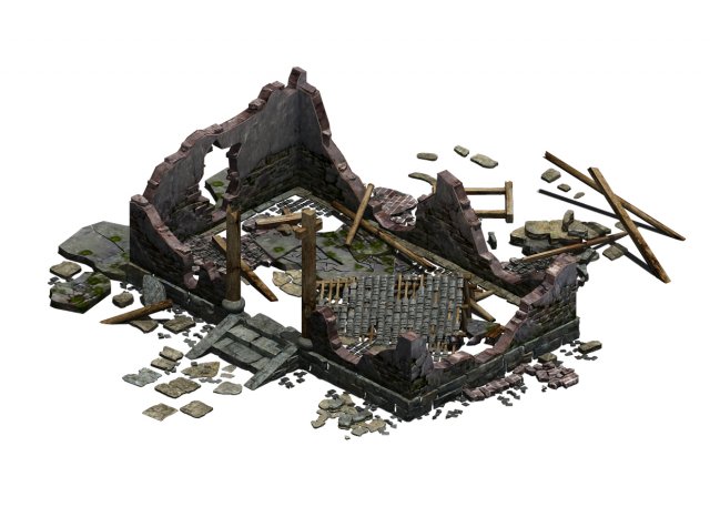 buildings - ruins 002 3D Model .c4d .max .obj .3ds .fbx .stl .blend 