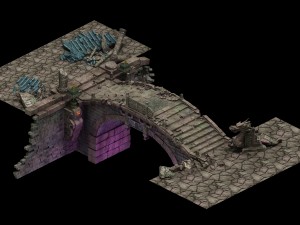 building ruins - broken stone bridge Modèle 3D