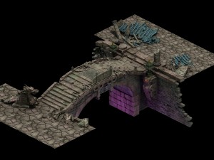 building ruins - broken stone bridge Modèle 3D