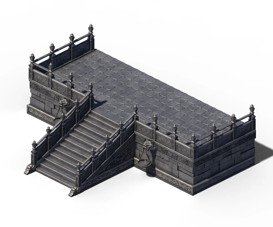 building - stairway platform 01 3D Model .c4d .max .obj .3ds .fbx .stl .blend 