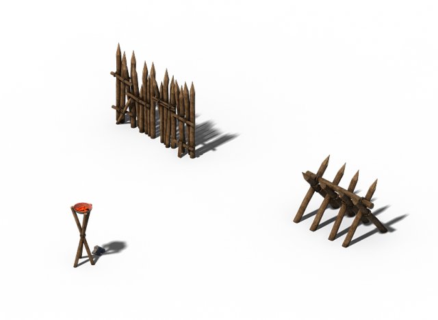 barracks - wooden fence 01 Modelo 3D .c4d .max .obj .3ds .fbx .stl .blend 