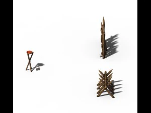 barracks - wooden fence 01 3D Model