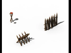 barracks - wooden fence 01 3D Model