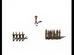 barracks - wooden fence 01 3D Model