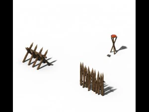 barracks - wooden fence 01 3D Model