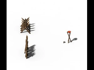 barracks - wooden fence 01 3D Model