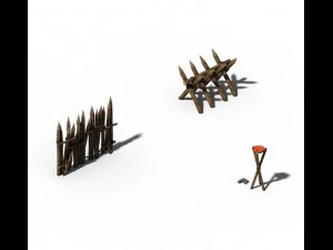 barracks - wooden fence 01 3D Model