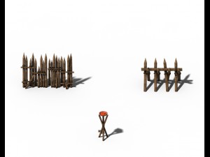 barracks - wooden fence 01 Modelo 3D