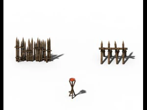 barracks - wooden fence 01 3D Model