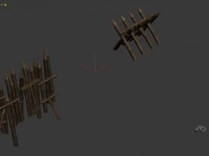 barracks - wooden fence 01 3D Model