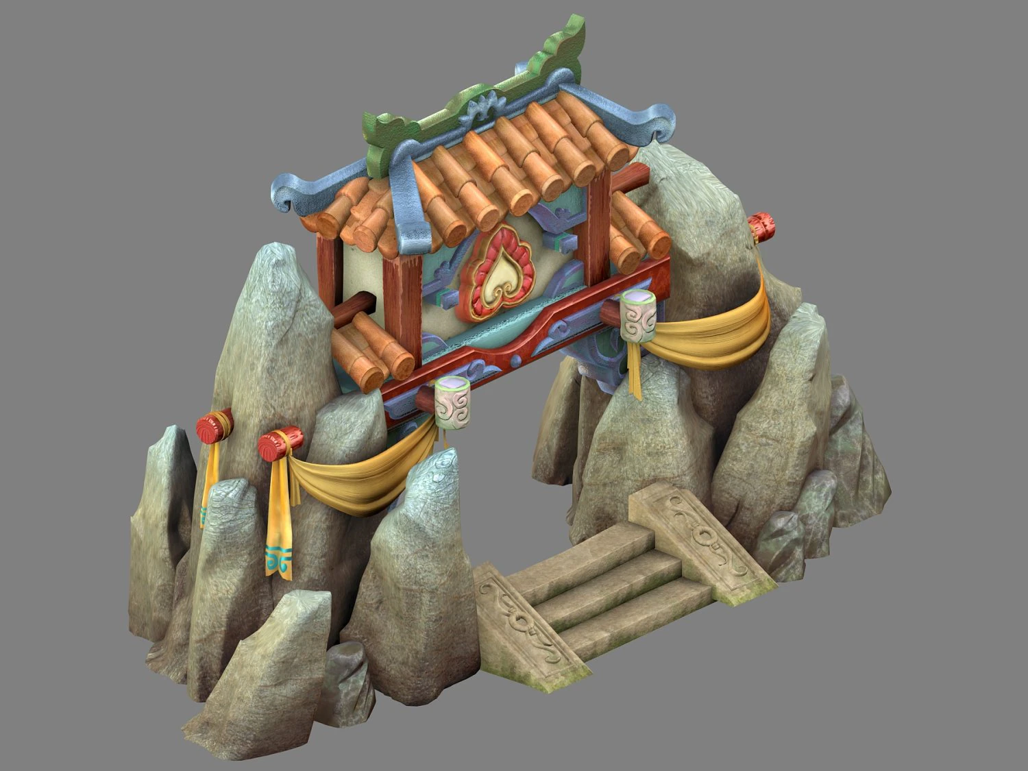 cartoon world - mountain gate 02 3D Model .c4d .max .obj .3ds .fbx .stl .blend 