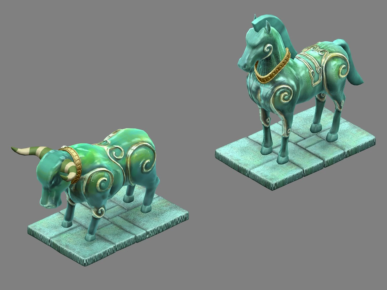 cartoon world - stone and stone horse 15 3D Model .c4d .max .obj .3ds .fbx .stl .blend
