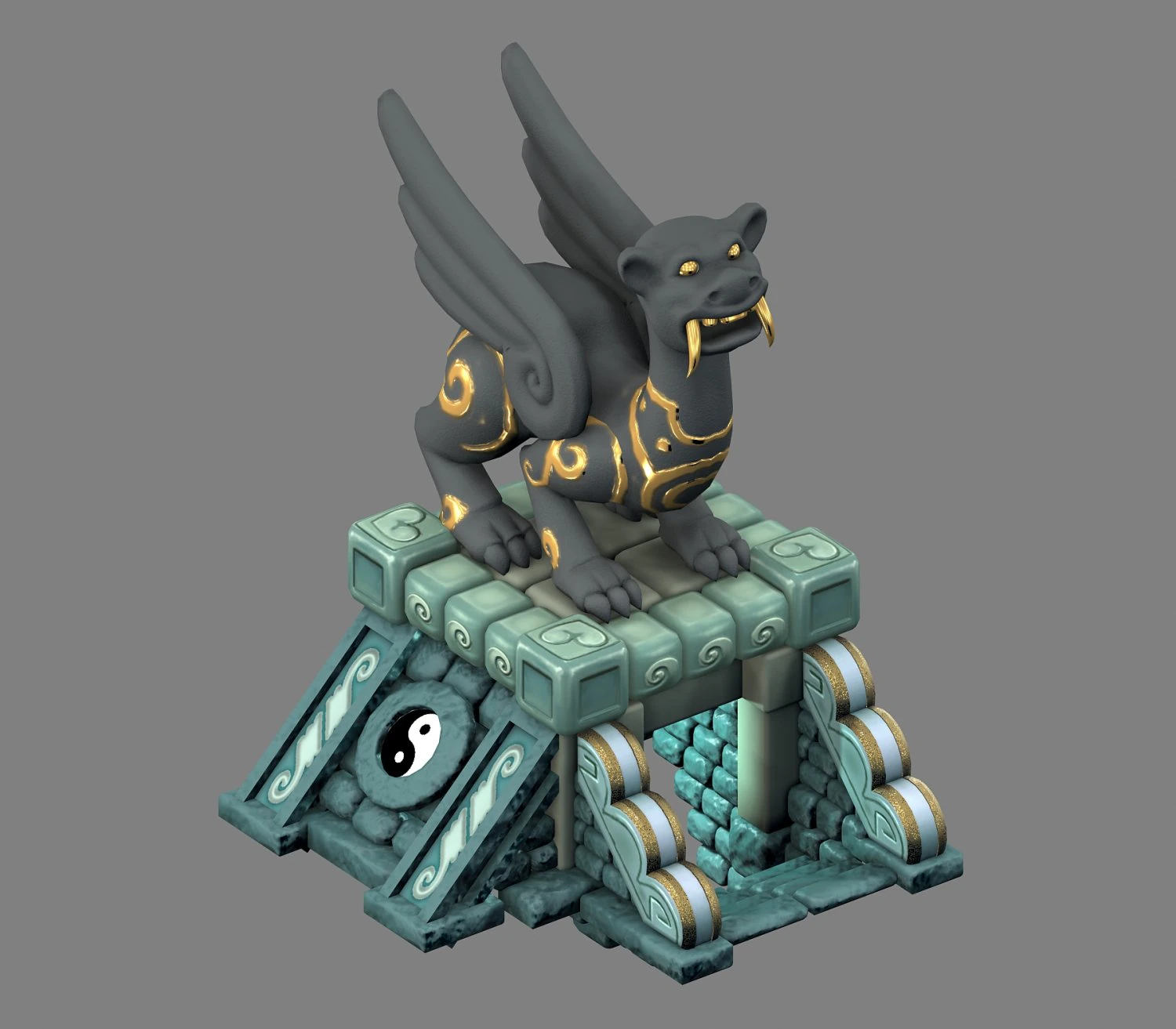 cartoon world - stone beast stairs 15 3D Model .c4d .max .obj .3ds .fbx .stl .blend 