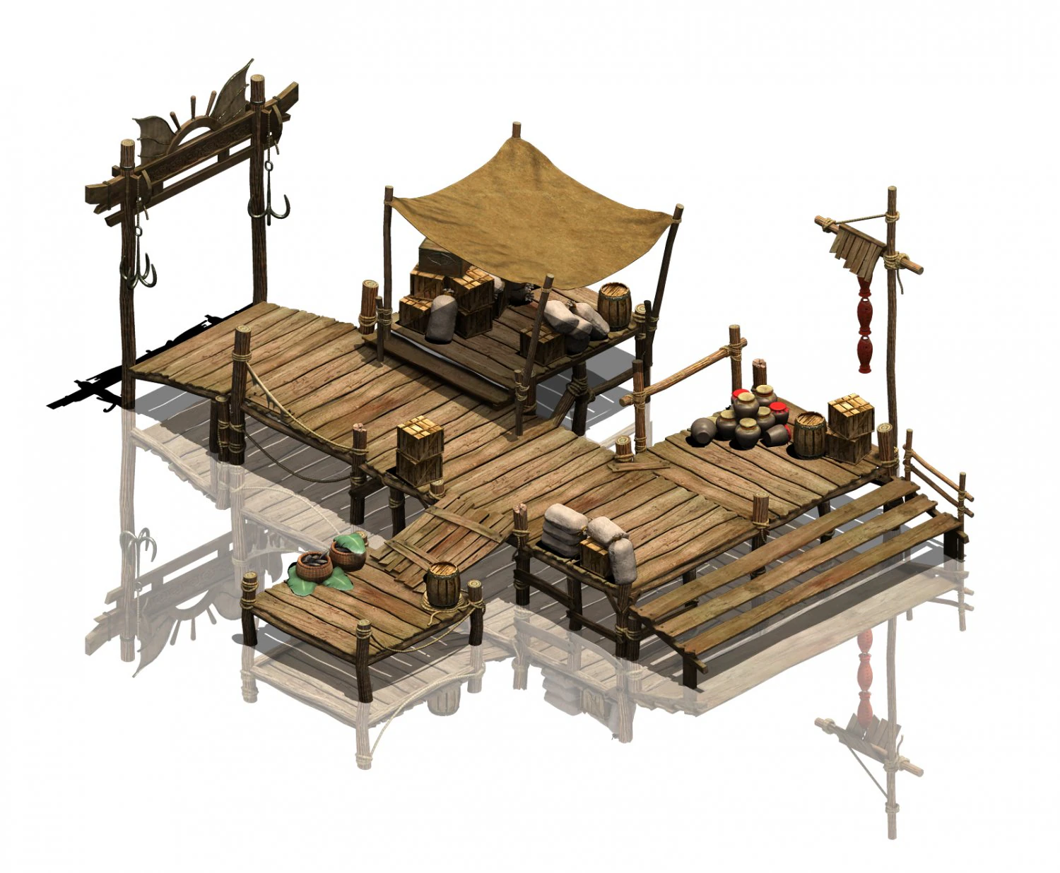 kuixing island - pier 3D Model .c4d .max .obj .3ds .fbx .stl .blend