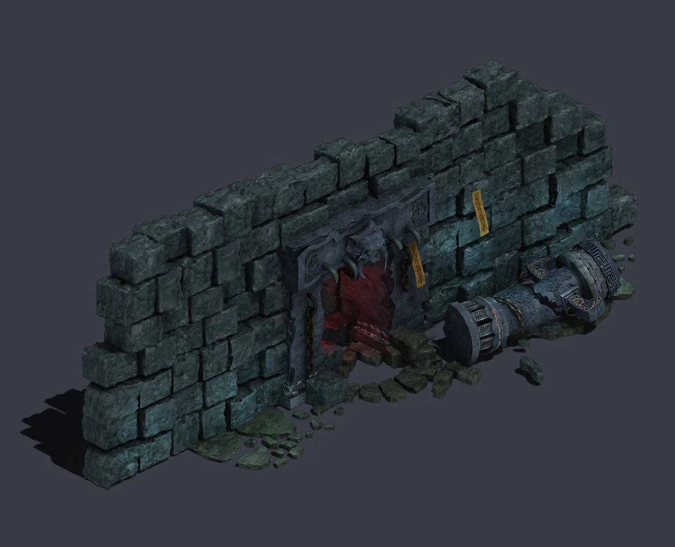 trapped dragon cave - door wall 01 3D Model .c4d .max .obj .3ds .fbx .stl .blend 