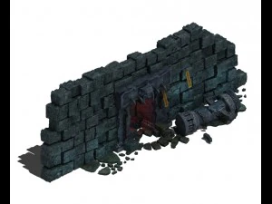 trapped dragon cave - door wall 01 3D Model